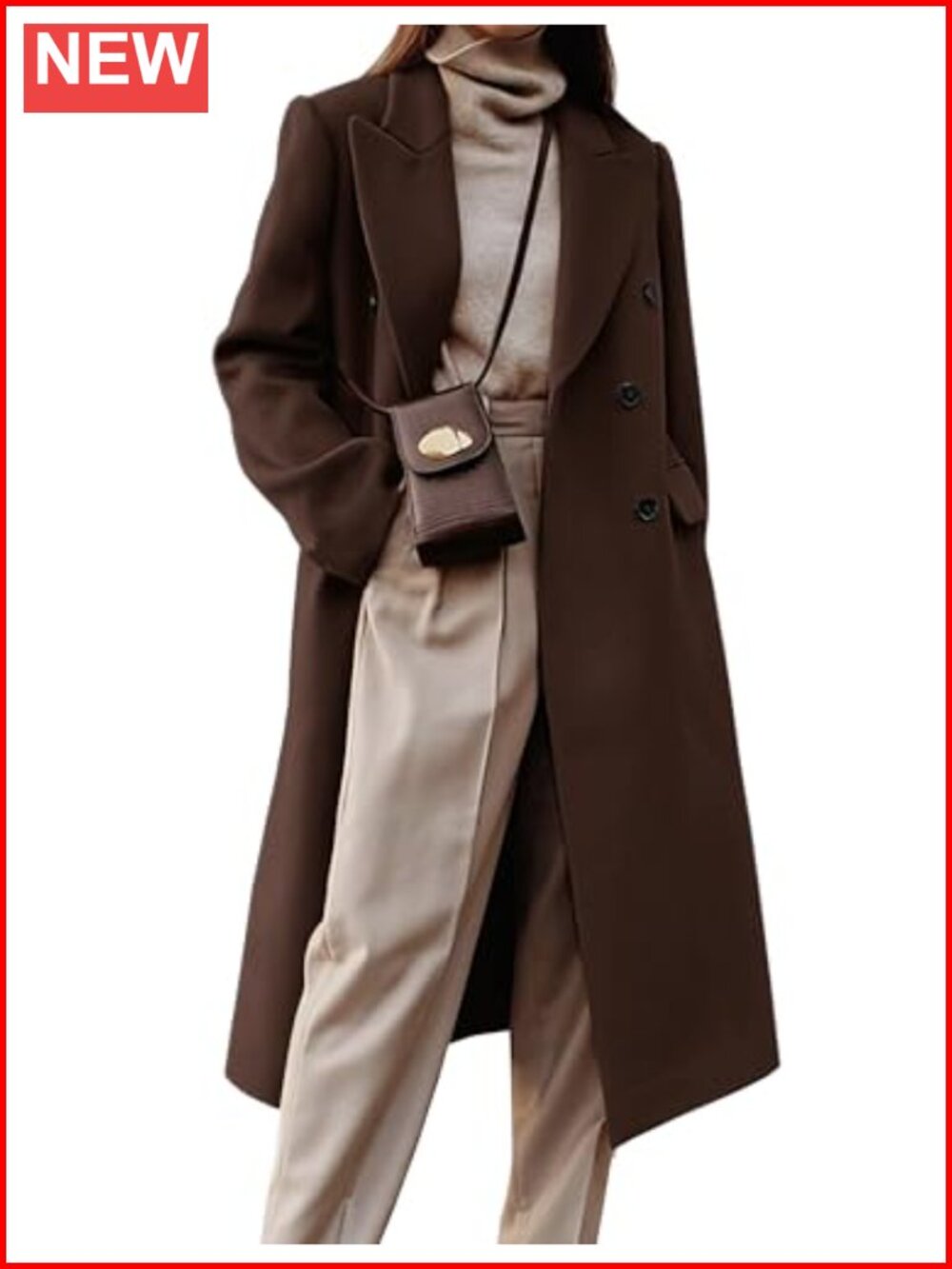 Womens Wool Blend Double Breasted Long Peacoat Overcoat
